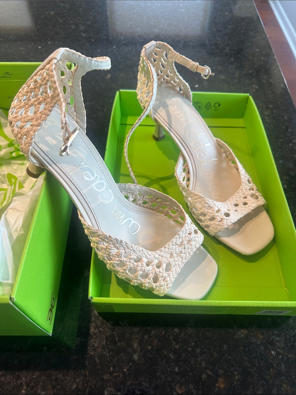 Sam Edelman Ivory Woven Open-Toe Heeled Sandals